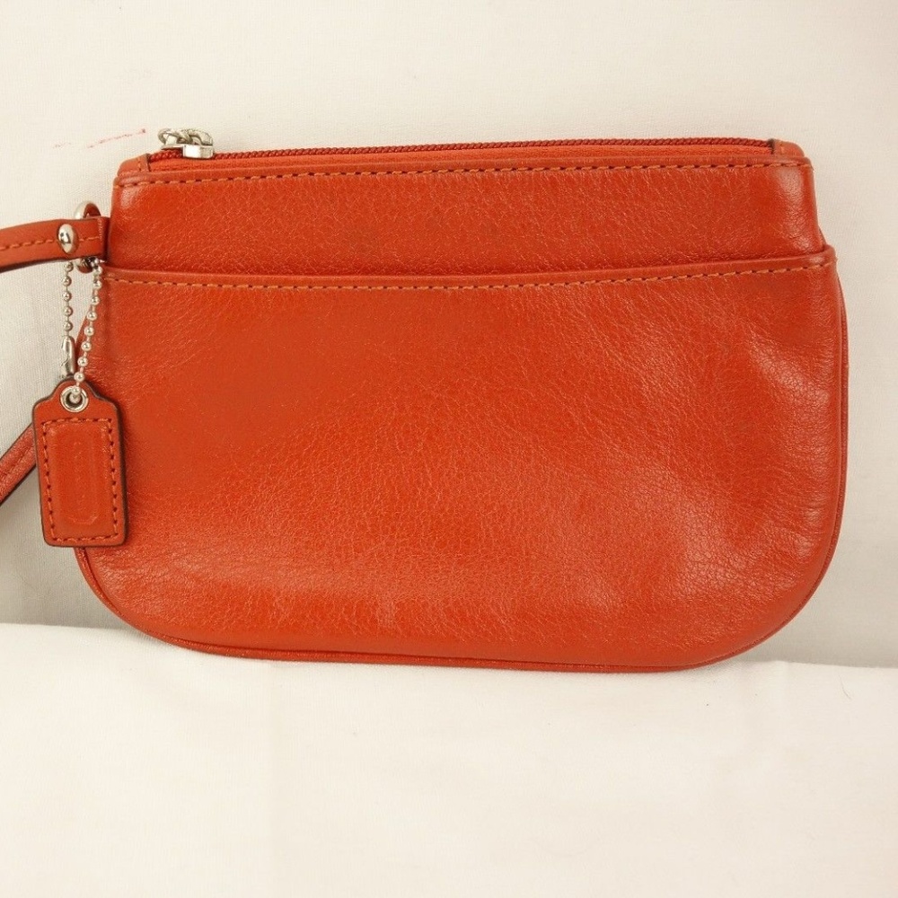 COACH Orange Small Zip Wristlet Coin Purse
